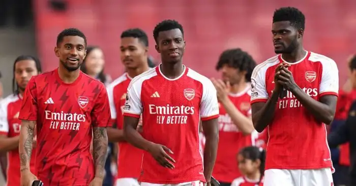 Reiss Nelson, Eddie Nketiah and Thomas Partey, Arsenal